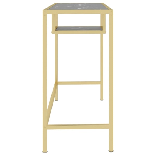 vidaXL Datorbord svart marmor 100x36x74 cm härdat glas Svart