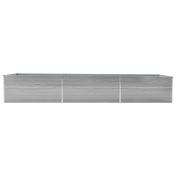 vidaXL Odlingslåda upphöjd galvaniserat stål 480x80x45 cm grå grå