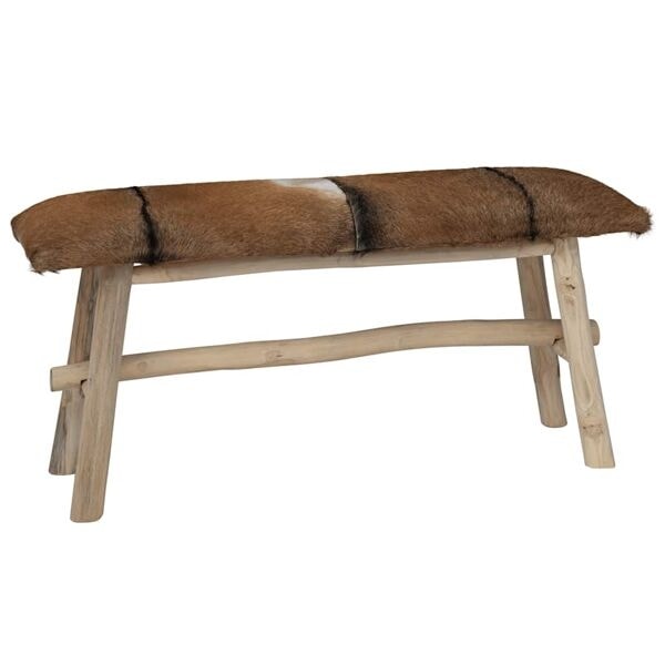vidaXL Bänk äkta läder teak multifärg