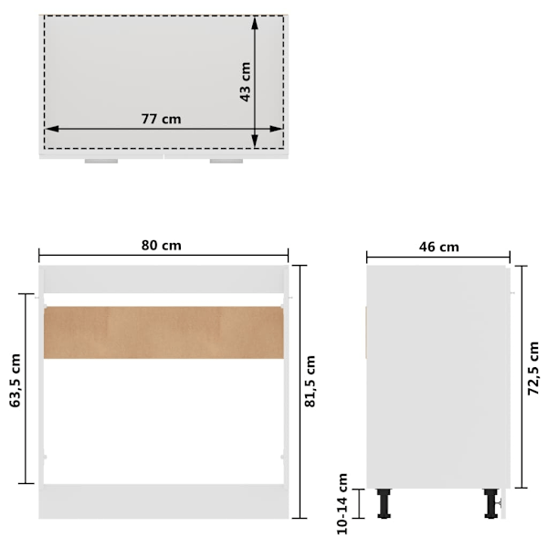 vidaXL Underskåp för diskho “Lyon” vit 80x46x81,5 cm konstruerat trä Vit
