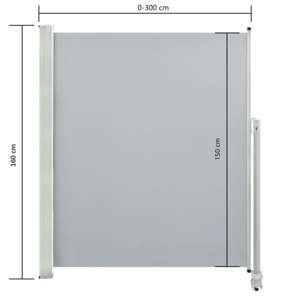 vidaXL Infällbar sidomarkis 160 x 300 cm grå grå