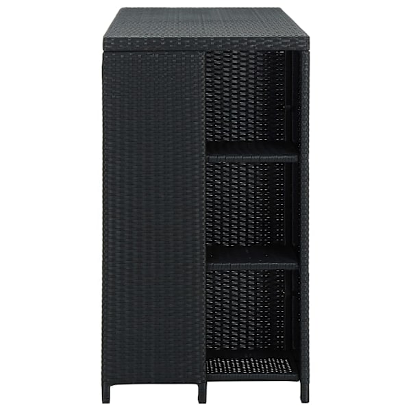 vidaXL Barbord med förvaringshyllor svart 120x60x110 cm konstrotting Svart