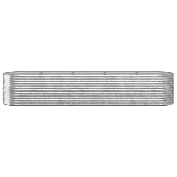 vidaXL Odlingslåda pulverlackerat stål 368x80x68 cm silver Silver
