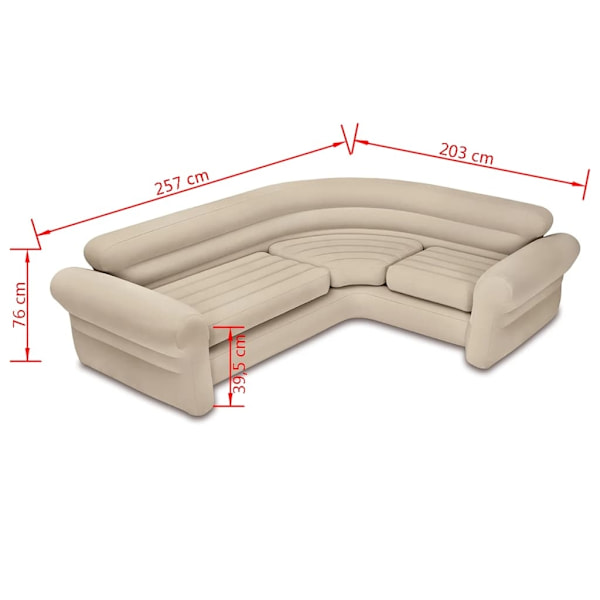 INTEX Uppblåsbar hörnsoffa 257x203x76 cm 68575NP Beige