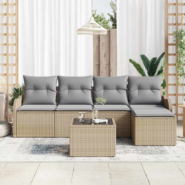 vidaXL Trädgårdsoffset Beige konstrotting Beige