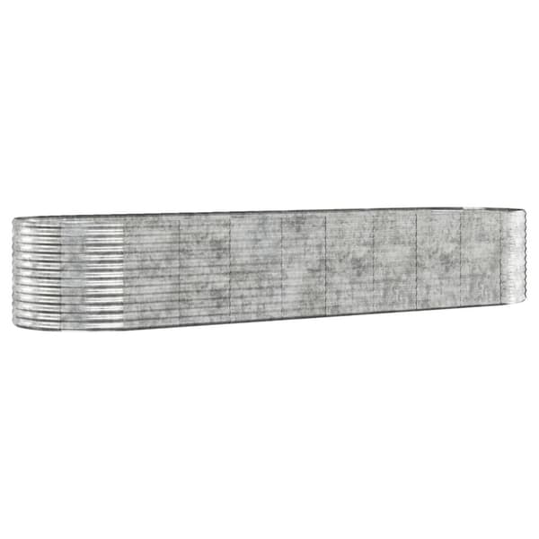 vidaXL Odlingslåda pulverlackerat stål 396x100x68 cm silver Silver