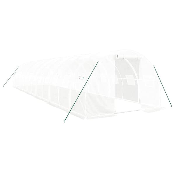 vidaXL Växthus med stålram vit 36 m² 12x3x2 m Vit