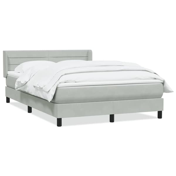 vidaXL Ramsäng med madrass ljusgrå 160x210 cm sammet Grå
