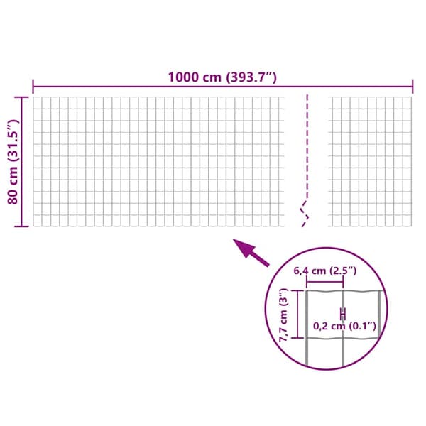 vidaXL Eurofence 10x0,8 m 77x64 mm stål grå grå