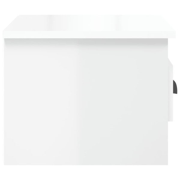 vidaXL Väggmonterat sängbord vit högglans 41,5x36x28 cm Vit