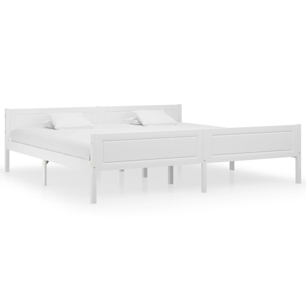 vidaXL Sängram massiv furu vit 200x200 cm Vit