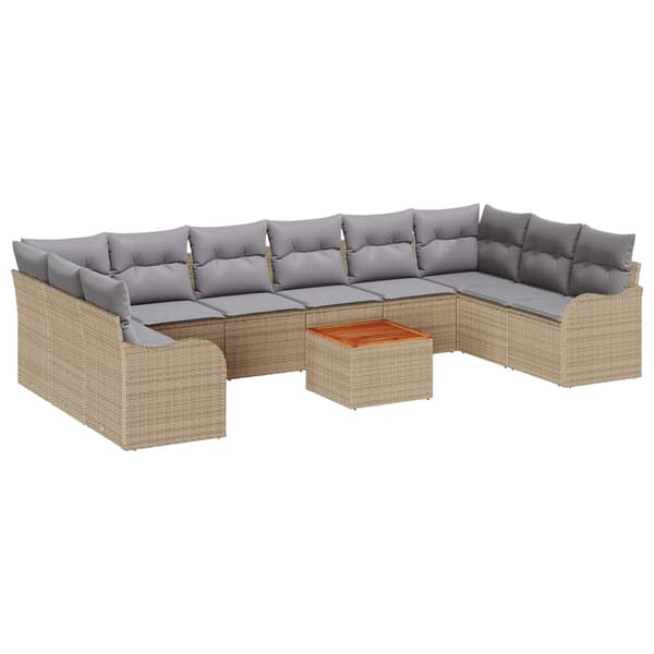 vidaXL Trädgårdsoffset 10 st Beige konstrotting Beige