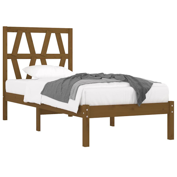 vidaXL Sängram honungsbrun massiv furu 100x200 cm enkelsäng Brun
