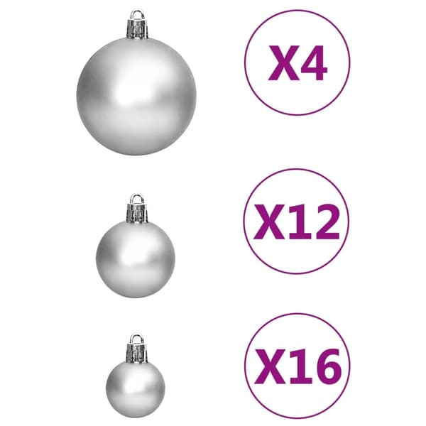 vidaXL Julgranskulor 111 delar silver polystyren Silver
