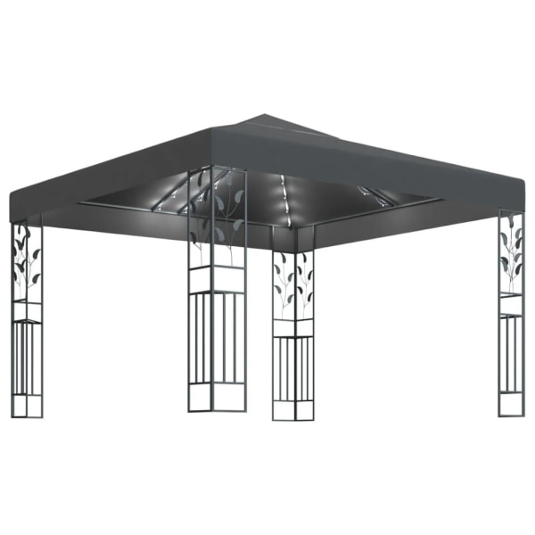 vidaXL Paviljong med ljusslinga LED 3x3 m antracit Antracit
