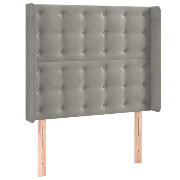 vidaXL Sänggavel LED ljusgrå 83x16x118/128 cm sammet Grå