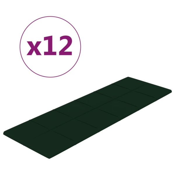 vidaXL Väggpaneler 12 st mörkgrön 90x30 cm sammet 3,24 m² Grön