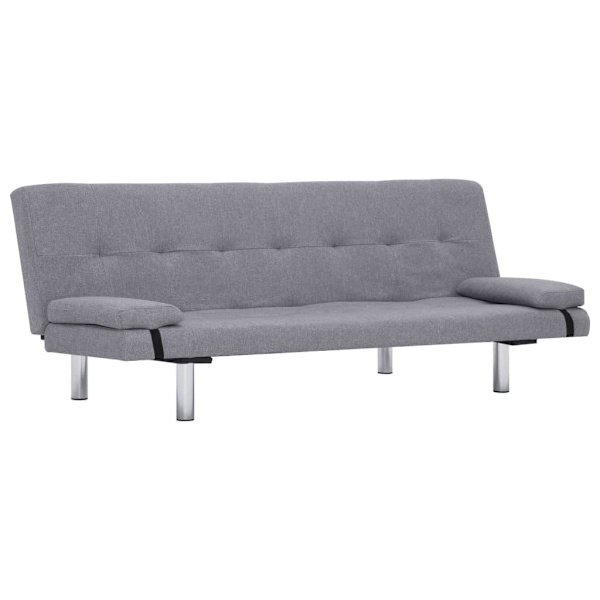 vidaXL Bäddsoffa med två kuddar ljusgrå polyester grå