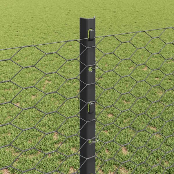 vidaXL Utomhus hexagonal stängsel med stolpe 50 x 1,2 m Grå Mesh Grå