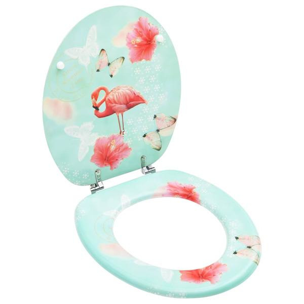 vidaXL Toalettsits med lock MDF flamingo multifärg