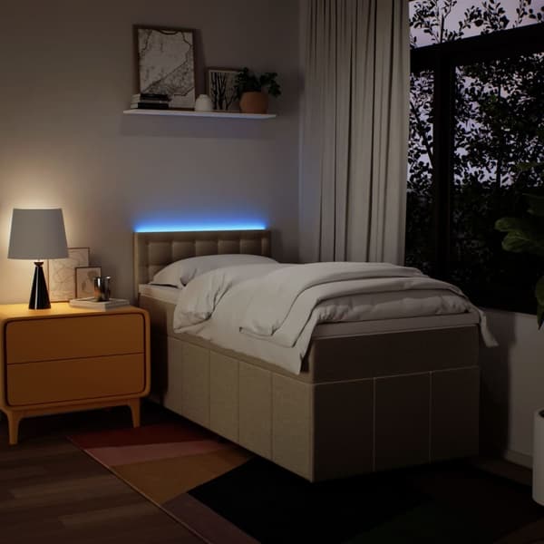 vidaXL Ramsäng med madrass gräddvit 90x200 cm tyg Kräm