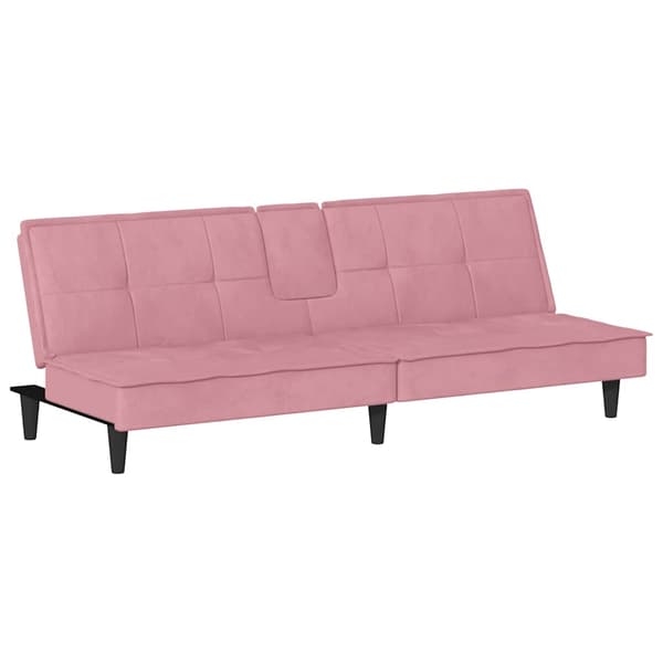 vidaXL Bäddsoffa med mugghållare rosa sammet Rosa