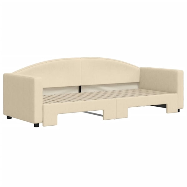 vidaXL Dagbädd utdragbar gräddvit 80x200 cm tyg Kräm