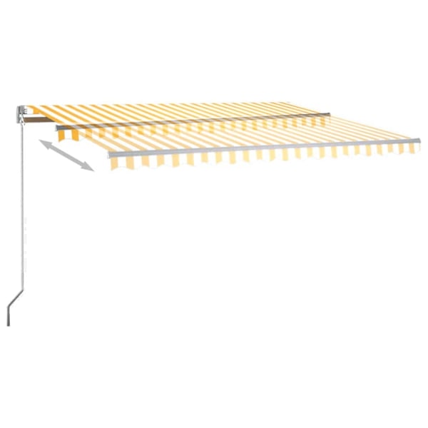 vidaXL Automatisk markis med vindsensor & LED 450x300 cm gul/vit Gul