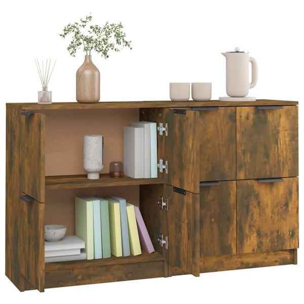 vidaXL Skänkar 2 st rökfärgad ek 60x30x70 cm konstruerat trä Brun