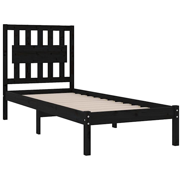 vidaXL Sängram svart massiv furu 100x200 cm enkelsäng Svart