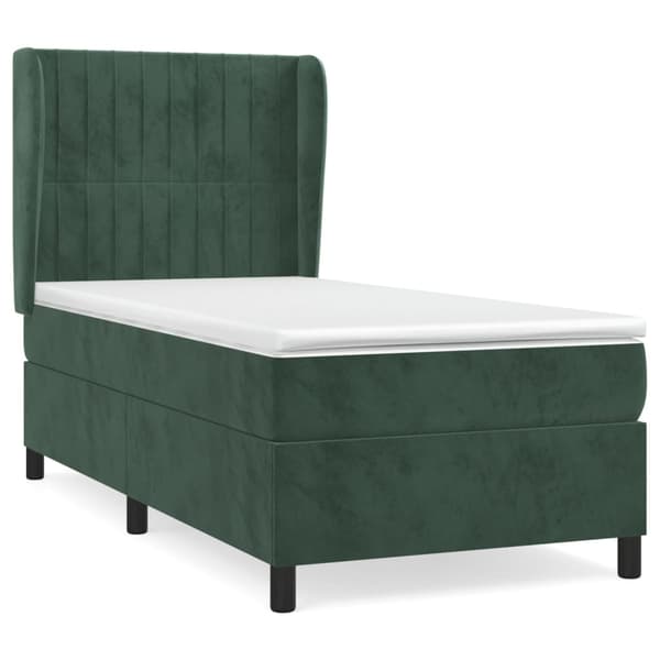 vidaXL Ramsäng med madrass mörkgrön 90x190 cm sammet Grön