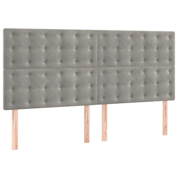 vidaXL Ramsäng med madrass ljusgrå 200x200 cm sammet Grå