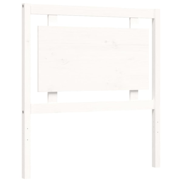 vidaXL Sängram med huvudgavel vit 90x200 cm massivt trä Vit