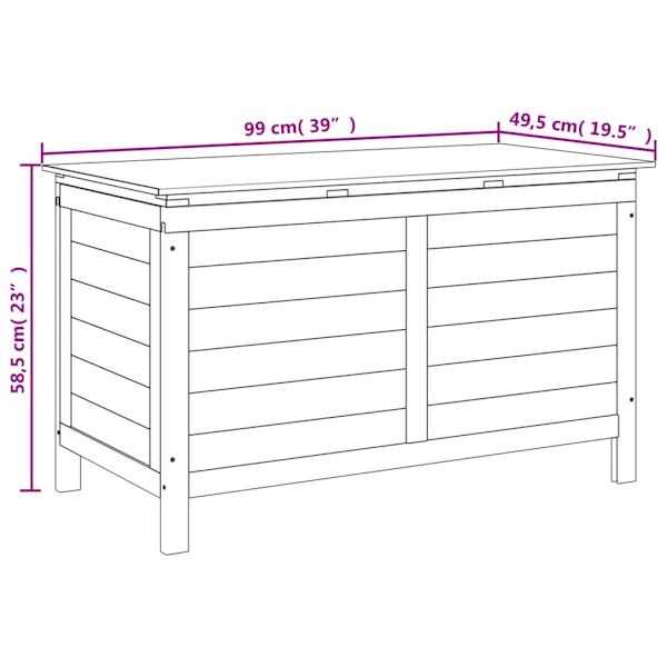 vidaXL Dynbox vit 99x49,5x58,5 cm massivt granträ Vit