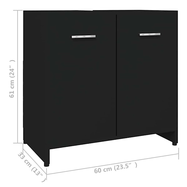 vidaXL Badrumsskåp svart 60x33x61 cm konstruerat trä Svart