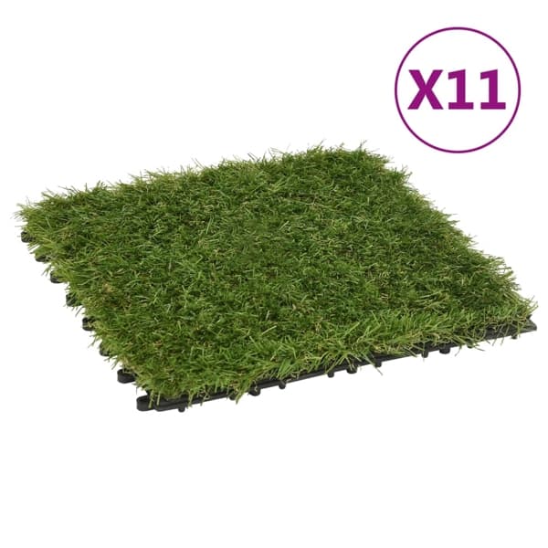 vidaXL Konstgräsplattor 11 st grön 30x30 cm Grön