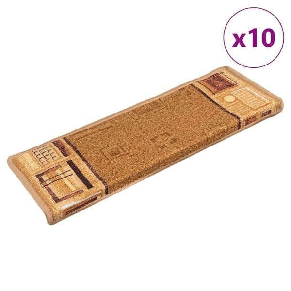 vidaXL Trappstegsmattor självhäftande 10 st 65x21x4 cm beige Beige