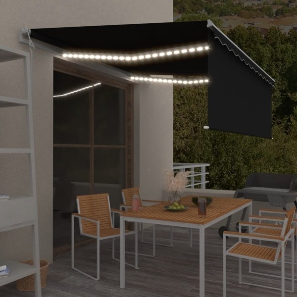 vidaXL Automatisk markis vindsensor rullgardin LED 4,5x3m antracit Antracit