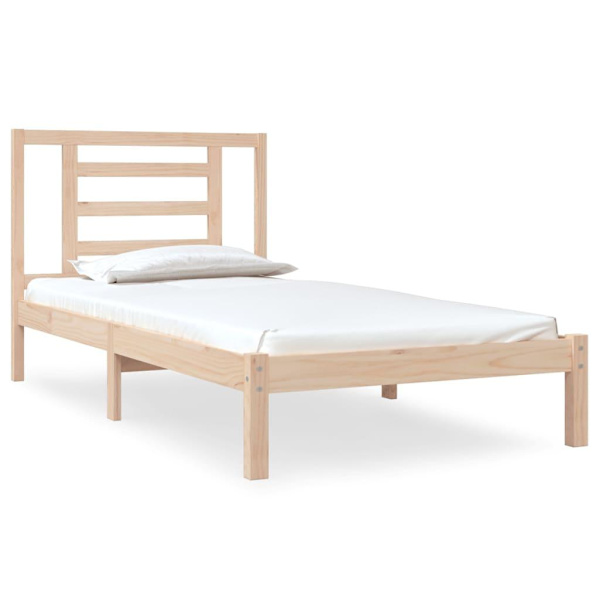 vidaXL Sängram massiv furu 90x190 cm Brun
