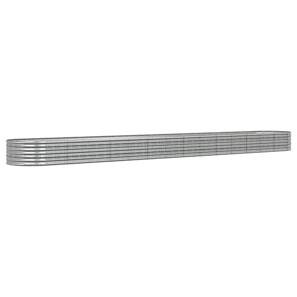 vidaXL Odlingslåda pulverlackerat stål 620x80x36 cm silver Silver