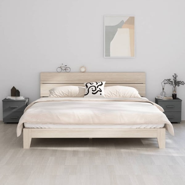 vidaXL Sängbord HAMAR 2 st mörkgrå 40x35x44,5 cm massivt trä grå