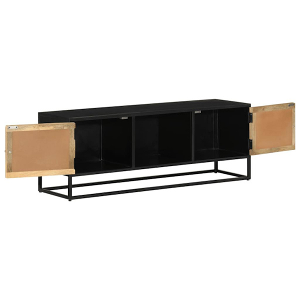 vidaXL Tv-bänk 110x30x40 cm massivt mangoträ och järn Brun