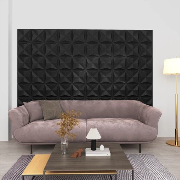 vidaXL 3D Väggpaneler 48 st 50x50 cm origami svart 12 m² Svart