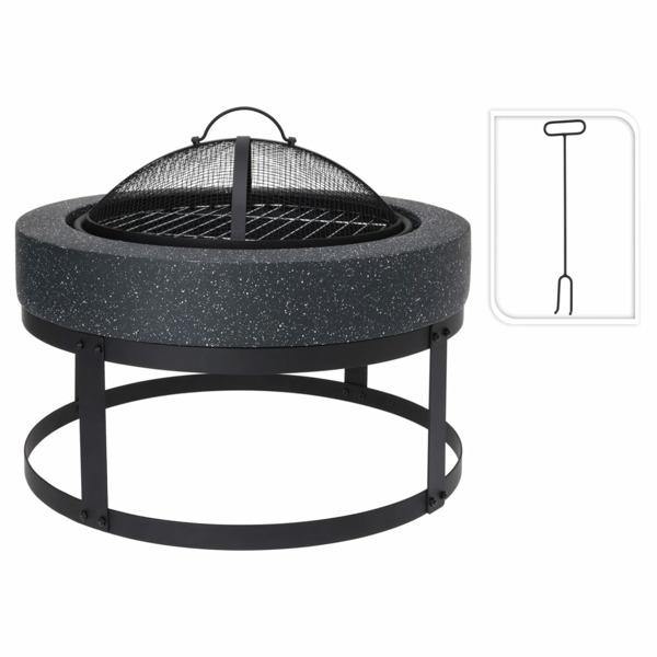 ProGarden Eldstad med grill rund 50,5x50,5x37 cm svart Svart