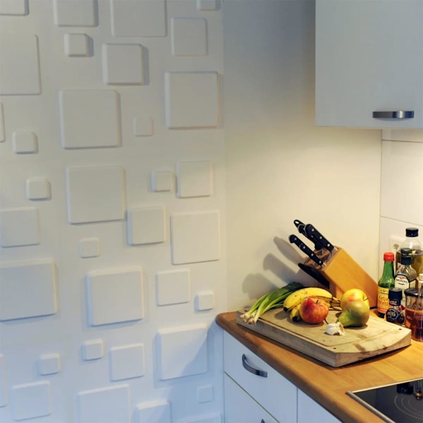 WallArt 3D Väggpaneler 24 st GA-WA09 fyrkantig Vit