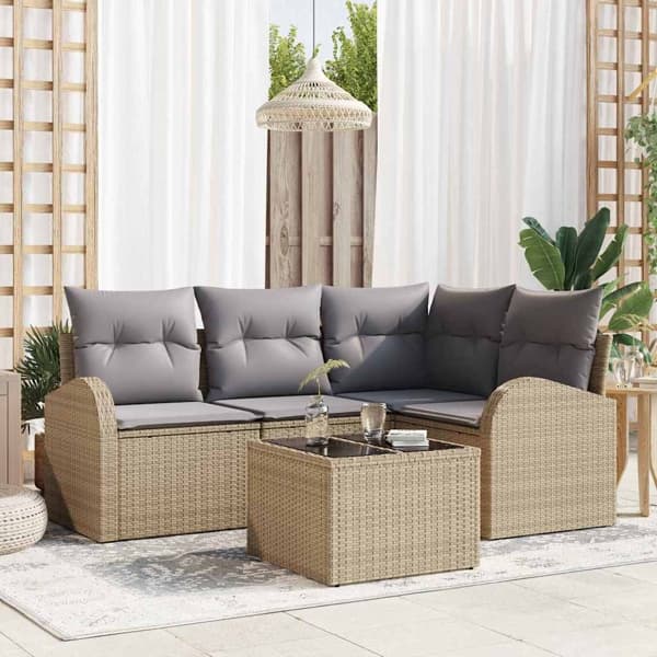 vidaXL Trädgårdsoffset Beige konstrotting Beige