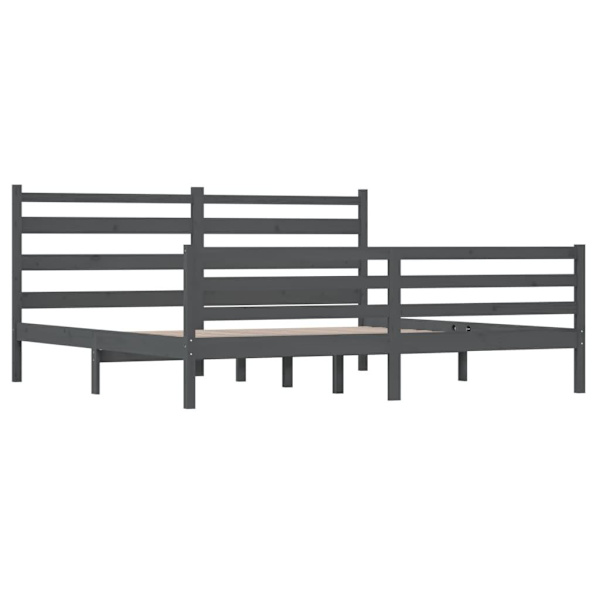vidaXL Sängram massiv furu 200x200 cm grå Grå
