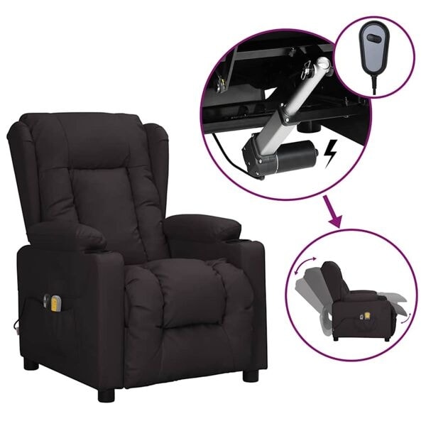 vidaXL Elektrisk massagefåtölj svart konstläder Svart