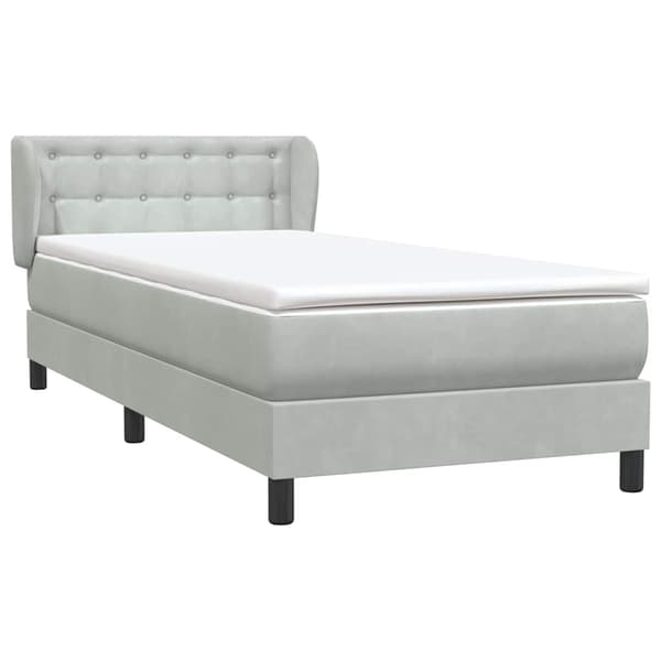 vidaXL Ramsäng med madrass ljusgrå 80x220 cm sammet Grå