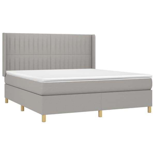 vidaXL Ramsäng med madrass ljusgrå 180x200 cm tyg Grå